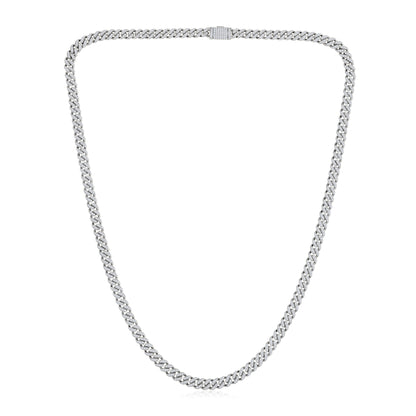 Solid Gold 1.8ct Natural Diamond 4.2mm Cuban Chain Link Necklace