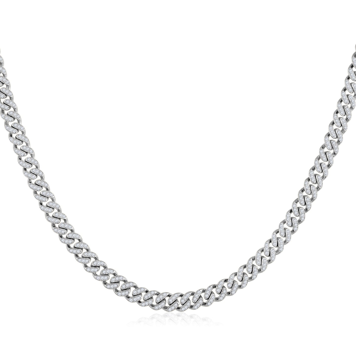 Solid Gold 1.8ct Natural Diamond 4.2mm Cuban Chain Link Necklace