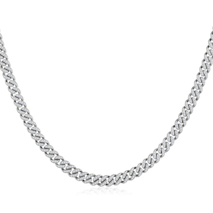 Solid Gold 1.8ct Natural Diamond 4.2mm Cuban Chain Link Necklace