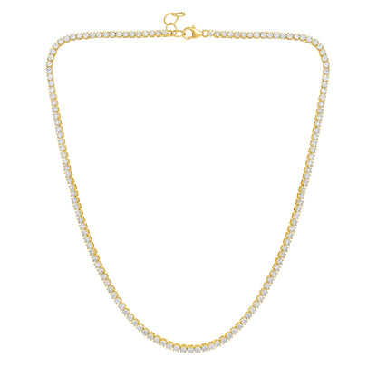 Solid Gold 6.1ct Natural Diamond 2.5mm 4 Prong Tennis Necklace