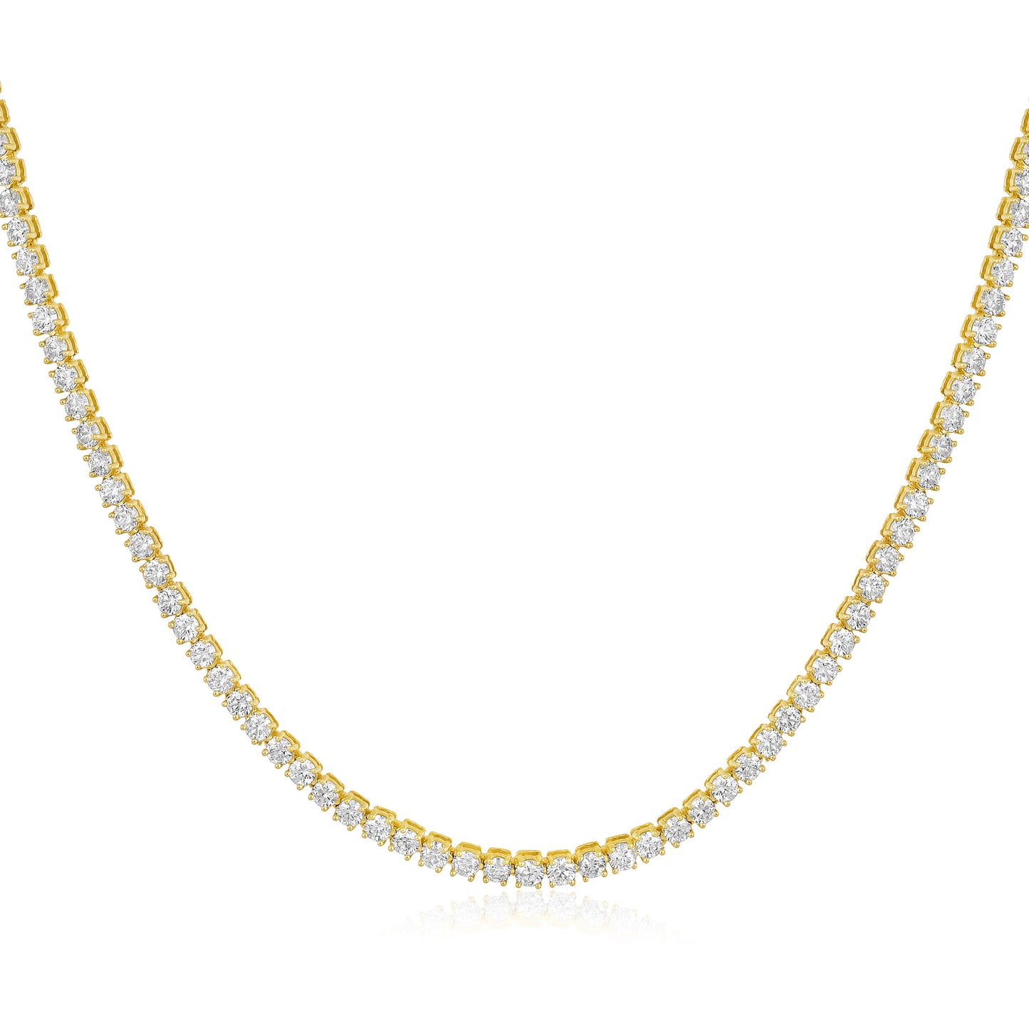 Solid Gold 6.1ct Natural Diamond 2.5mm 4 Prong Tennis Necklace
