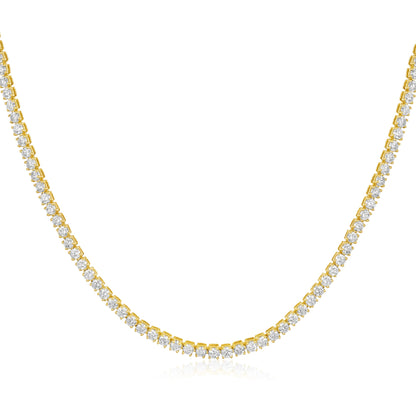 Solid Gold 6.1ct Natural Diamond 2.5mm 4 Prong Tennis Necklace