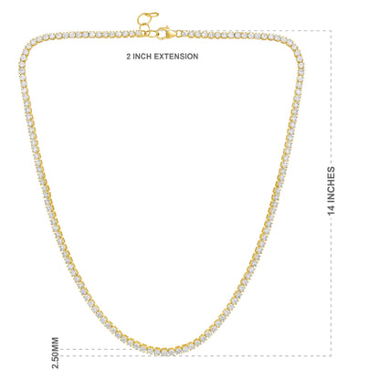 Solid Gold 6.1ct Natural Diamond 2.5mm 4 Prong Tennis Necklace