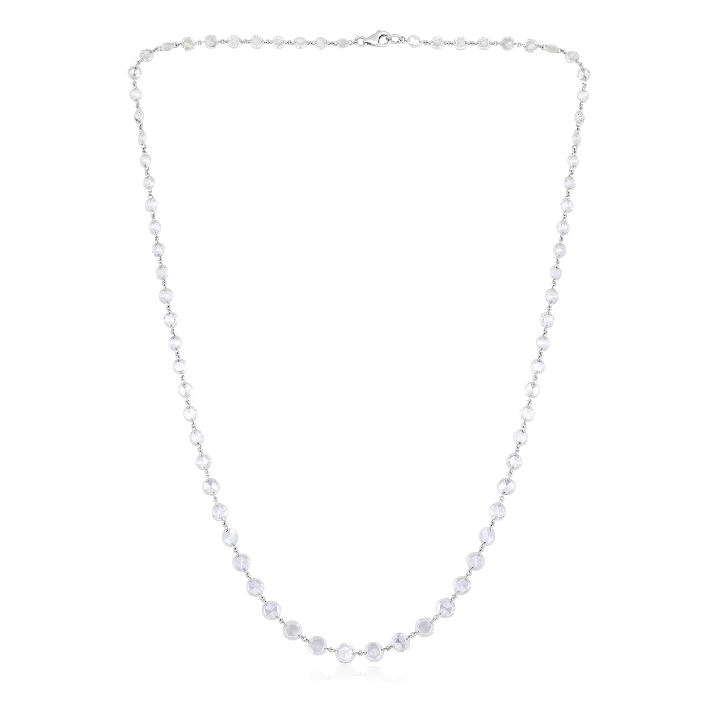 Solid Gold 9.6ct Natural Diamond Rose-Cut Round Tennis Necklace
