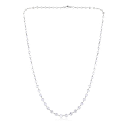 Solid Gold 9.6ct Natural Diamond Rose-Cut Round Tennis Necklace