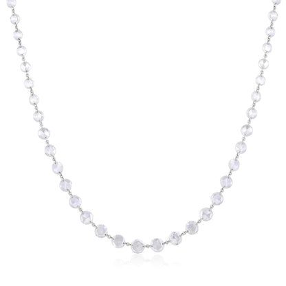 Solid Gold 9.6ct Natural Diamond Rose-Cut Round Tennis Necklace