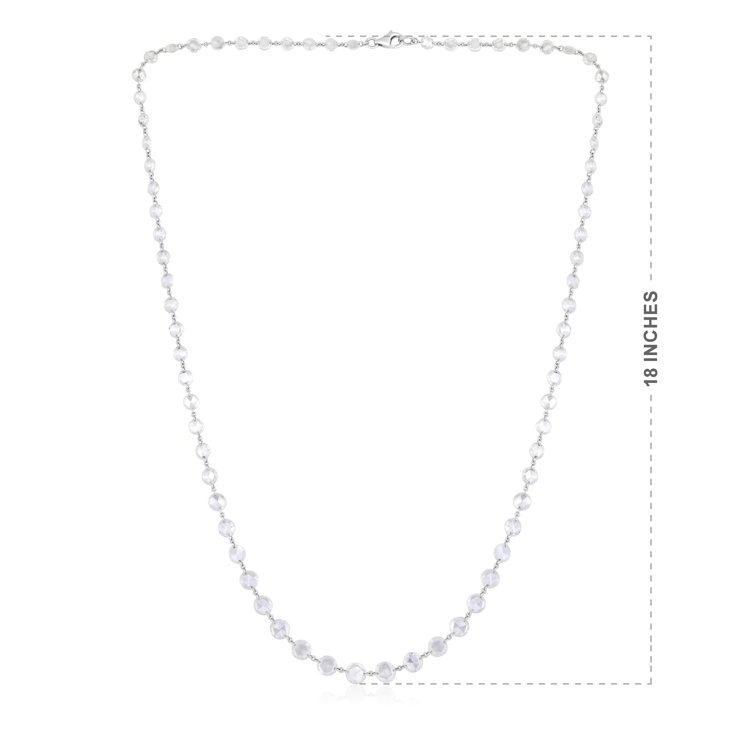 Solid Gold 9.6ct Natural Diamond Rose-Cut Round Tennis Necklace