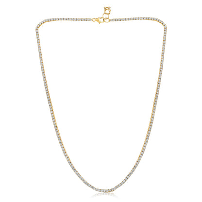 Solid Gold 5ct Natural Diamond 2.1mm 4 Prong Tennis Necklace