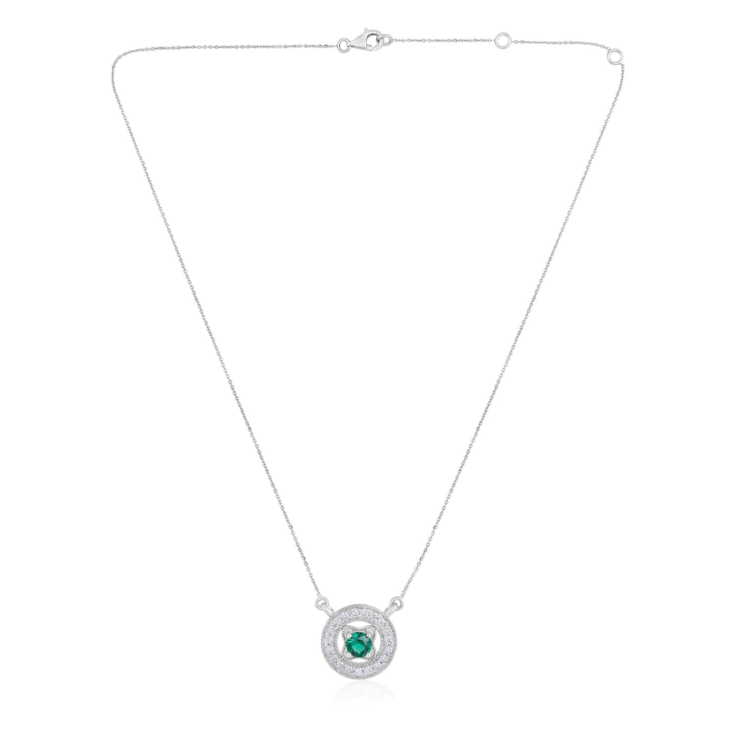 Solid Gold 1.5ct Natural Diamond w/ Emerald Frame Necklace