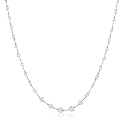 Solid Gold 3.7ct Natural Diamond Rose-Cut Round Tennis Necklace