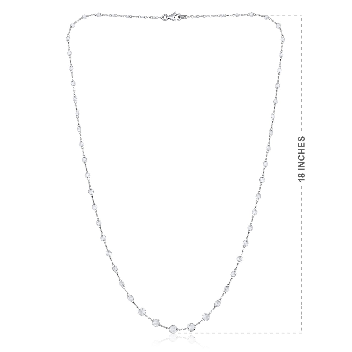 Solid Gold 3.7ct Natural Diamond Rose-Cut Round Tennis Necklace