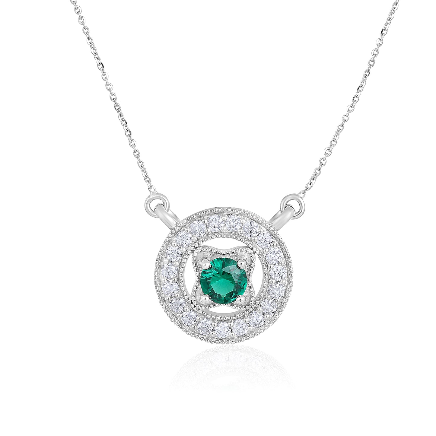 Solid Gold 1.5ct Natural Diamond w/ Emerald Frame Necklace