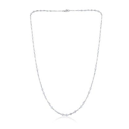 Solid Gold 5.64ct Natural Diamond Rose-Cut Pear Tennis Necklace
