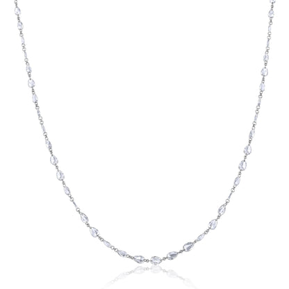 Solid Gold 5.64ct Natural Diamond Rose-Cut Pear Tennis Necklace