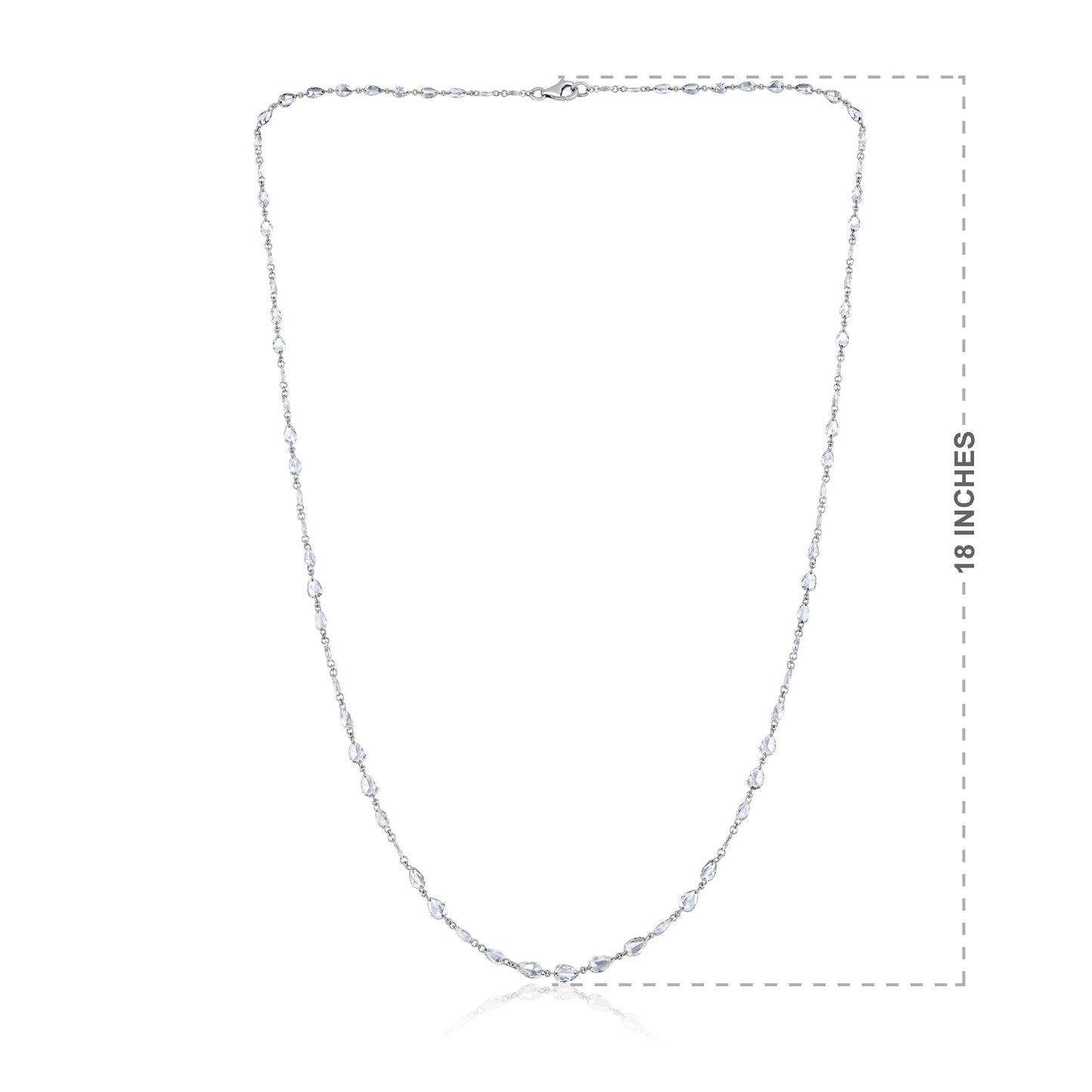 Solid Gold 5.64ct Natural Diamond Rose-Cut Pear Tennis Necklace