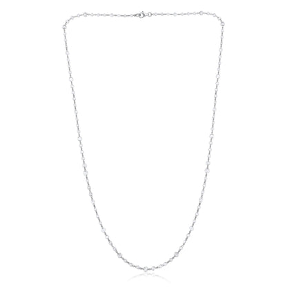 Solid Gold 5ct Natural Diamond Rose-Cut Round Tennis Chain Necklace