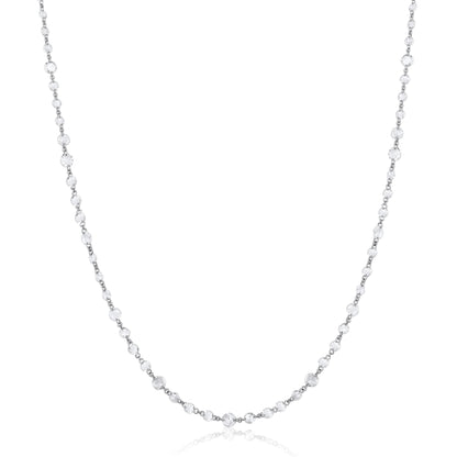 Solid Gold 5ct Natural Diamond Rose-Cut Round Tennis Chain Necklace