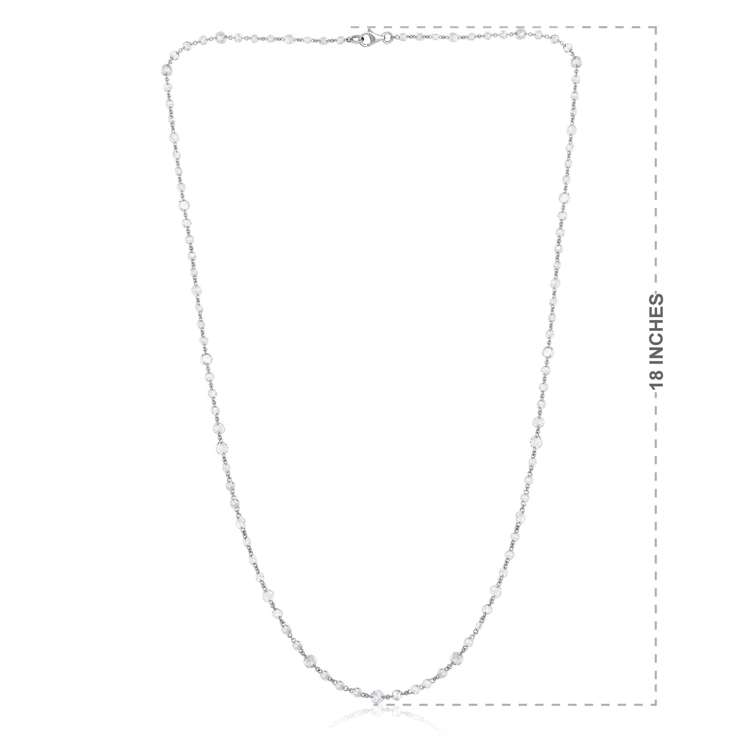 Solid Gold 5ct Natural Diamond Rose-Cut Round Tennis Chain Necklace