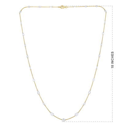 Solid Gold 2.6ct Natural Diamond Rose-Cut Pear Round Tennis Necklace