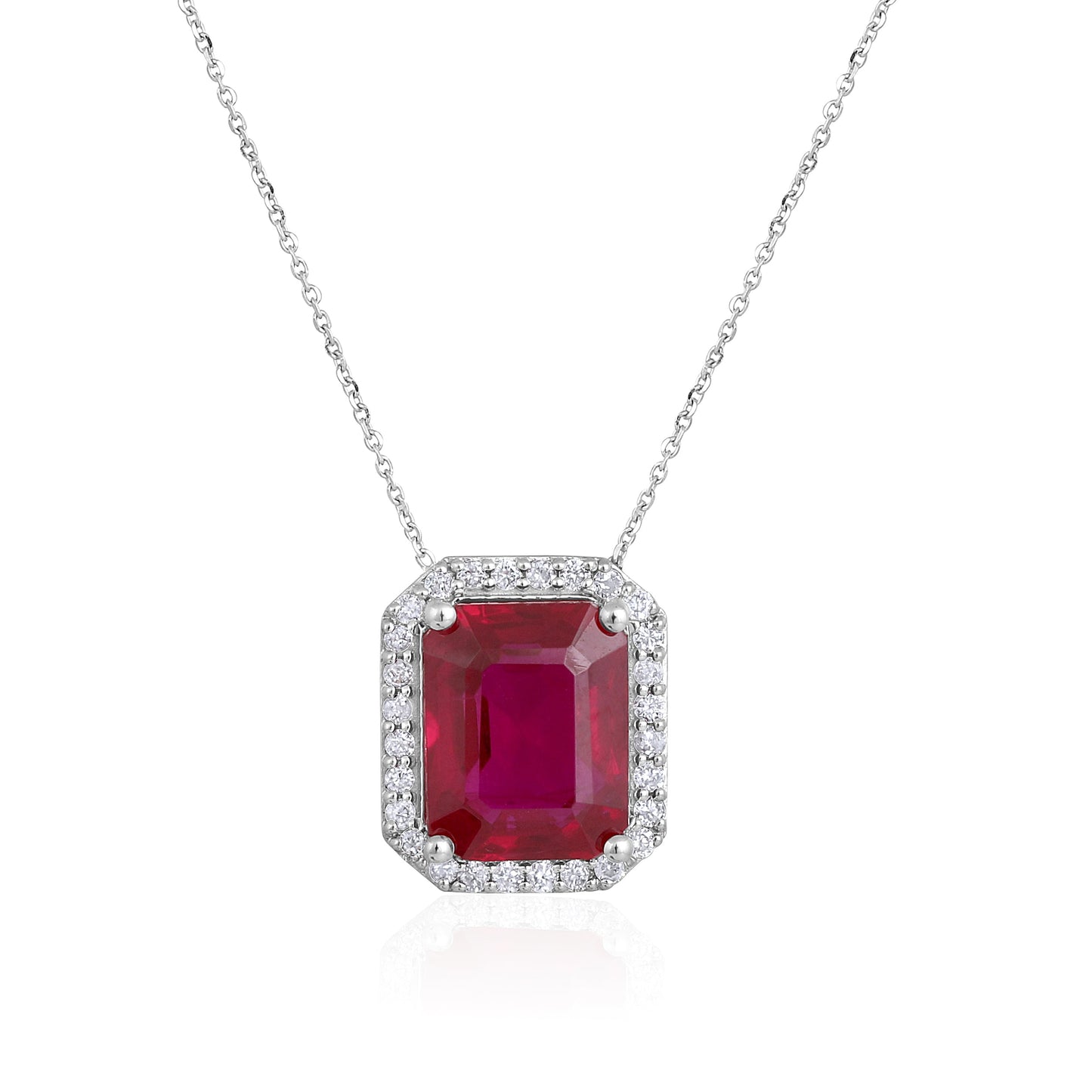 Solid Gold 5.3ct Natural Diamond w/ Ruby Emerald Necklace