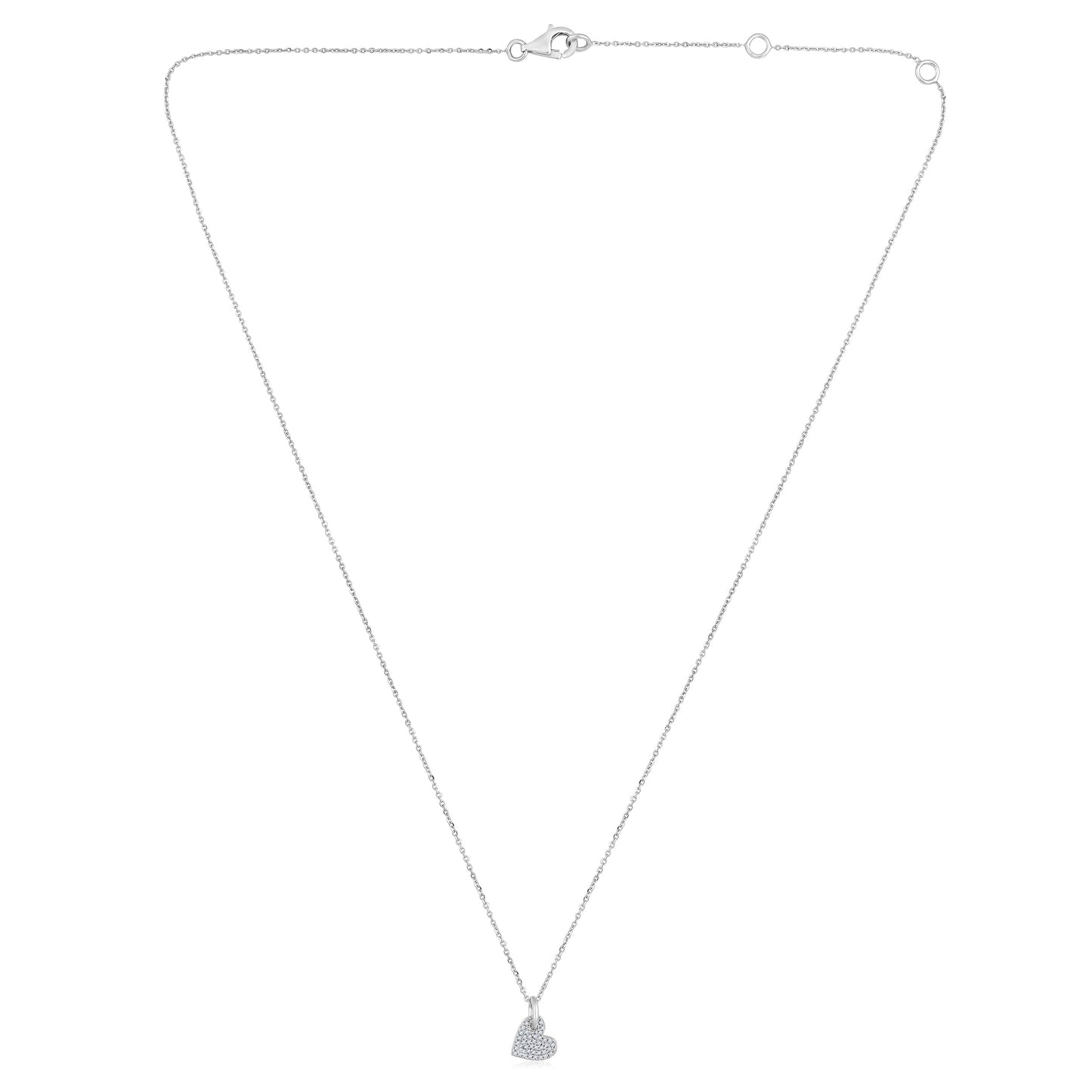 Solid Gold 0.1ct Natural Diamond Heart Shape Charm Pendant Necklace