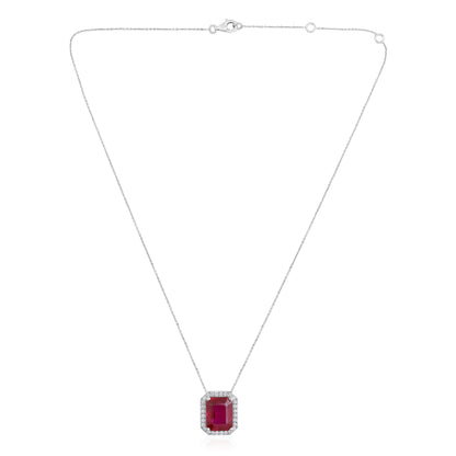 Solid Gold 5.3ct Natural Diamond w/ Ruby Emerald Necklace