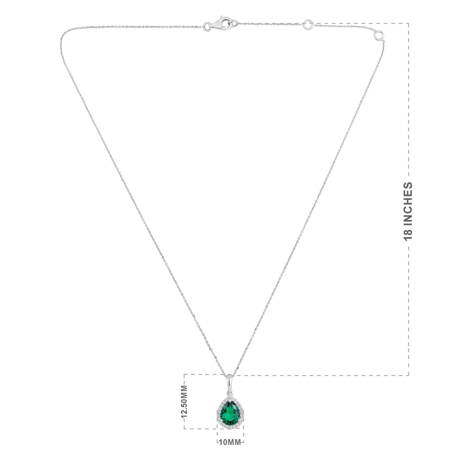Solid Gold 1.55ct Natural Diamond w/ Emerald Pear Necklace