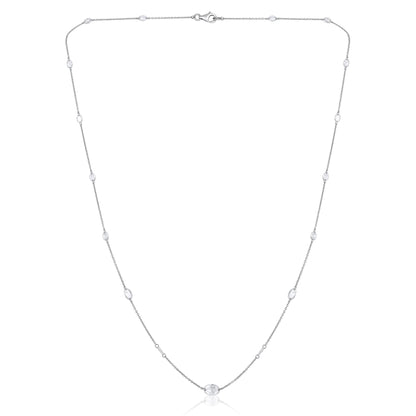 Solid Gold 1.7ct Natural Diamond Rose-Cut Oval Tennis Necklace