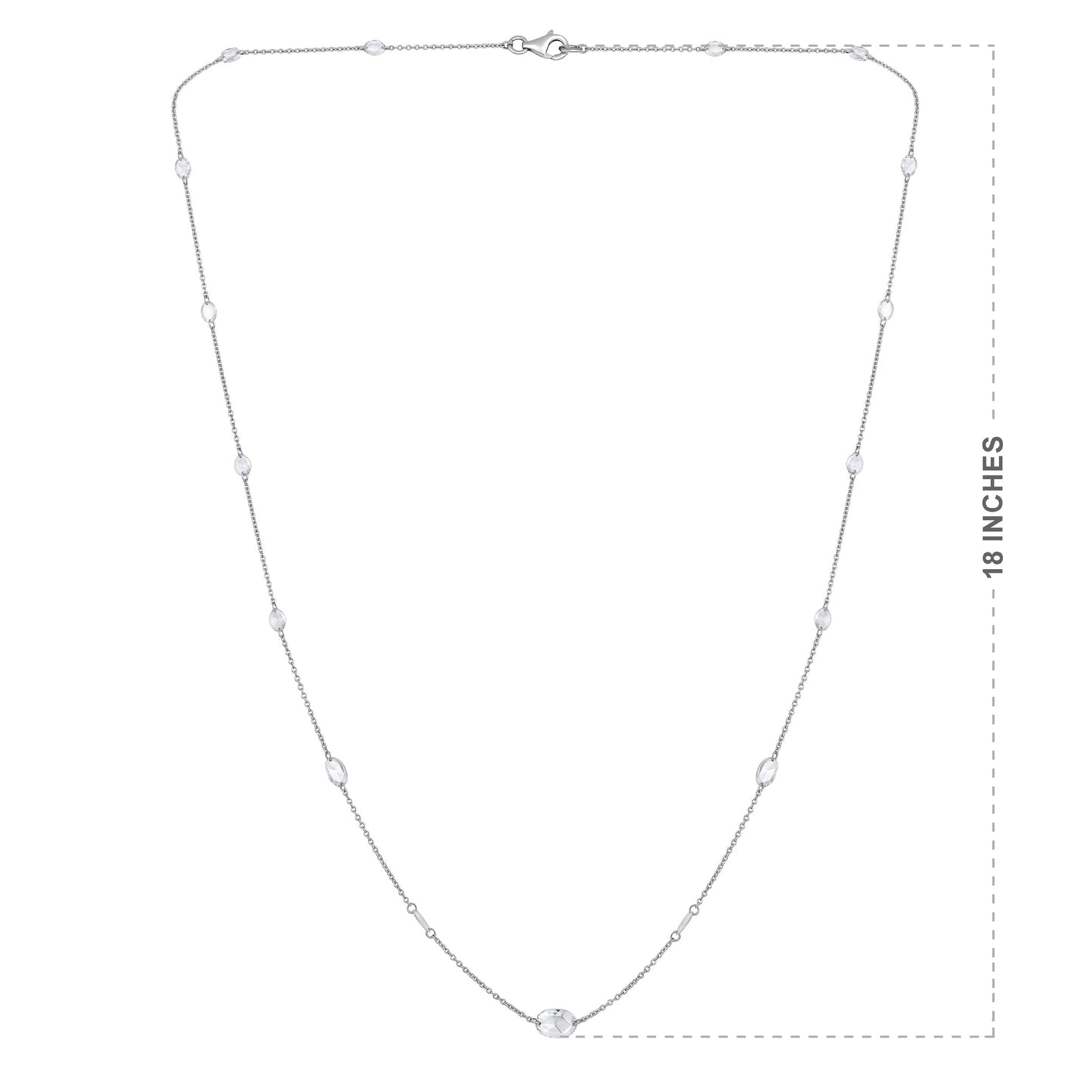 Solid Gold 1.7ct Natural Diamond Rose-Cut Oval Tennis Necklace