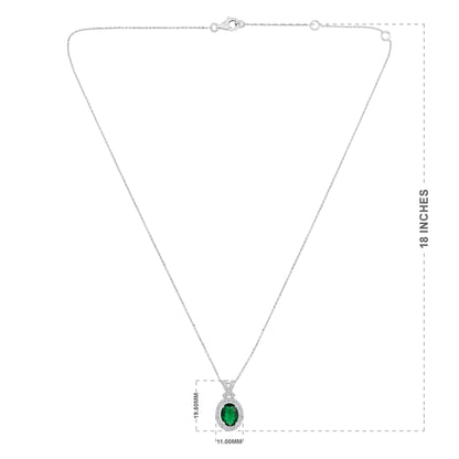 Solid Gold 1.8ct Natural Diamond w/ Emerald Oval X Necklace