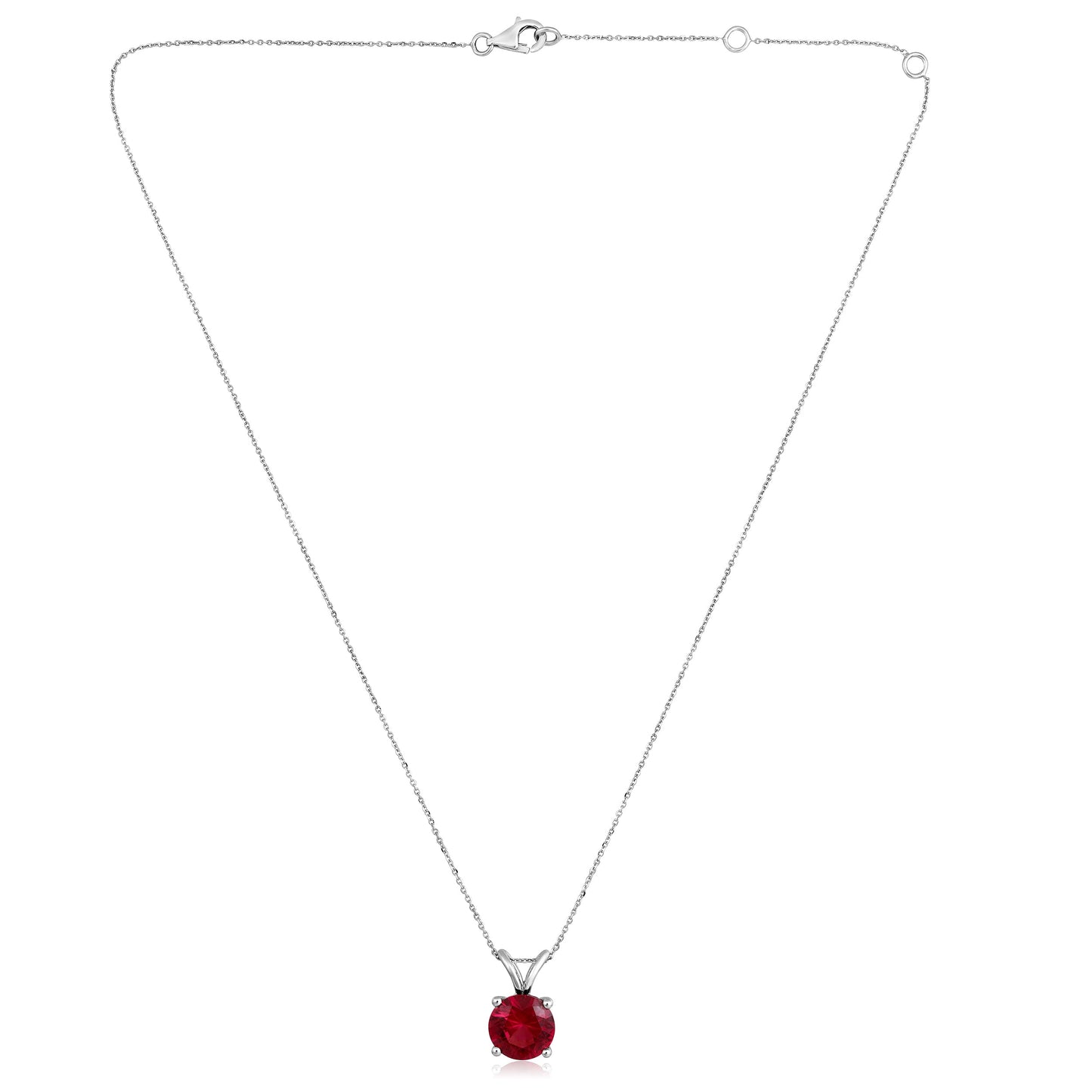 Solid Gold 4.24ct Ruby Round Solitaire Necklace