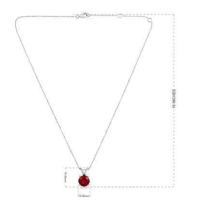 Solid Gold 4.24ct Ruby Round Solitaire Necklace