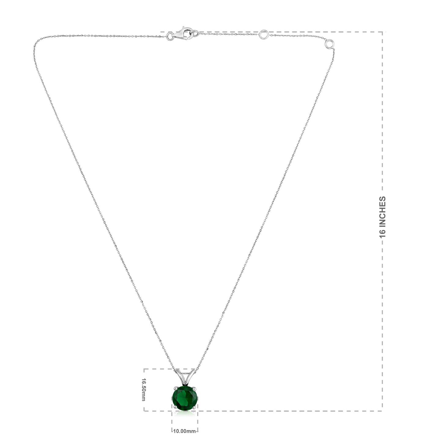 Solid Gold 2.9ct Emerald Round Solitaire Necklace