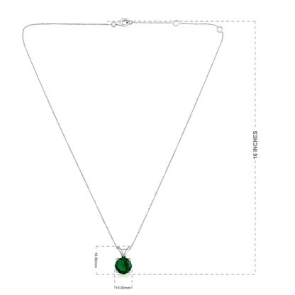 Solid Gold 2.9ct Emerald Round Solitaire Necklace