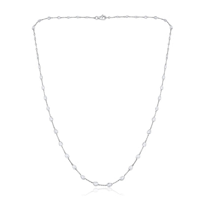 Solid Gold 3.5ct Natural Diamond Rose-Cut Pear Tennis Necklace