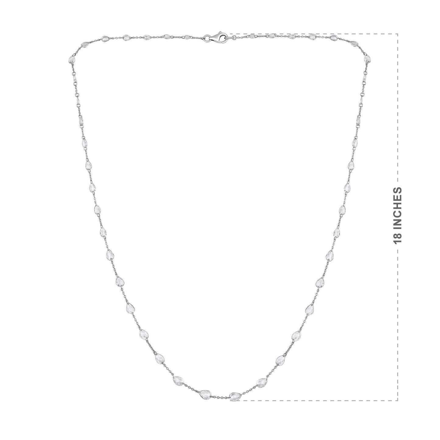 Solid Gold 3.5ct Natural Diamond Rose-Cut Pear Tennis Necklace