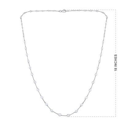 Solid Gold 3.5ct Natural Diamond Rose-Cut Pear Tennis Necklace