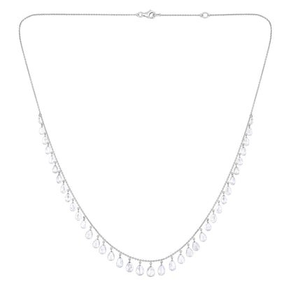 Solid Gold 6ct Natural Diamond Rose-Cut Pear Dangle Fringe Necklace