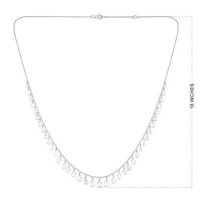 Solid Gold 6ct Natural Diamond Rose-Cut Pear Dangle Fringe Necklace