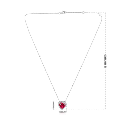 Solid Gold 3.3ct Natural Diamond w/ Ruby Heart Halo Necklace