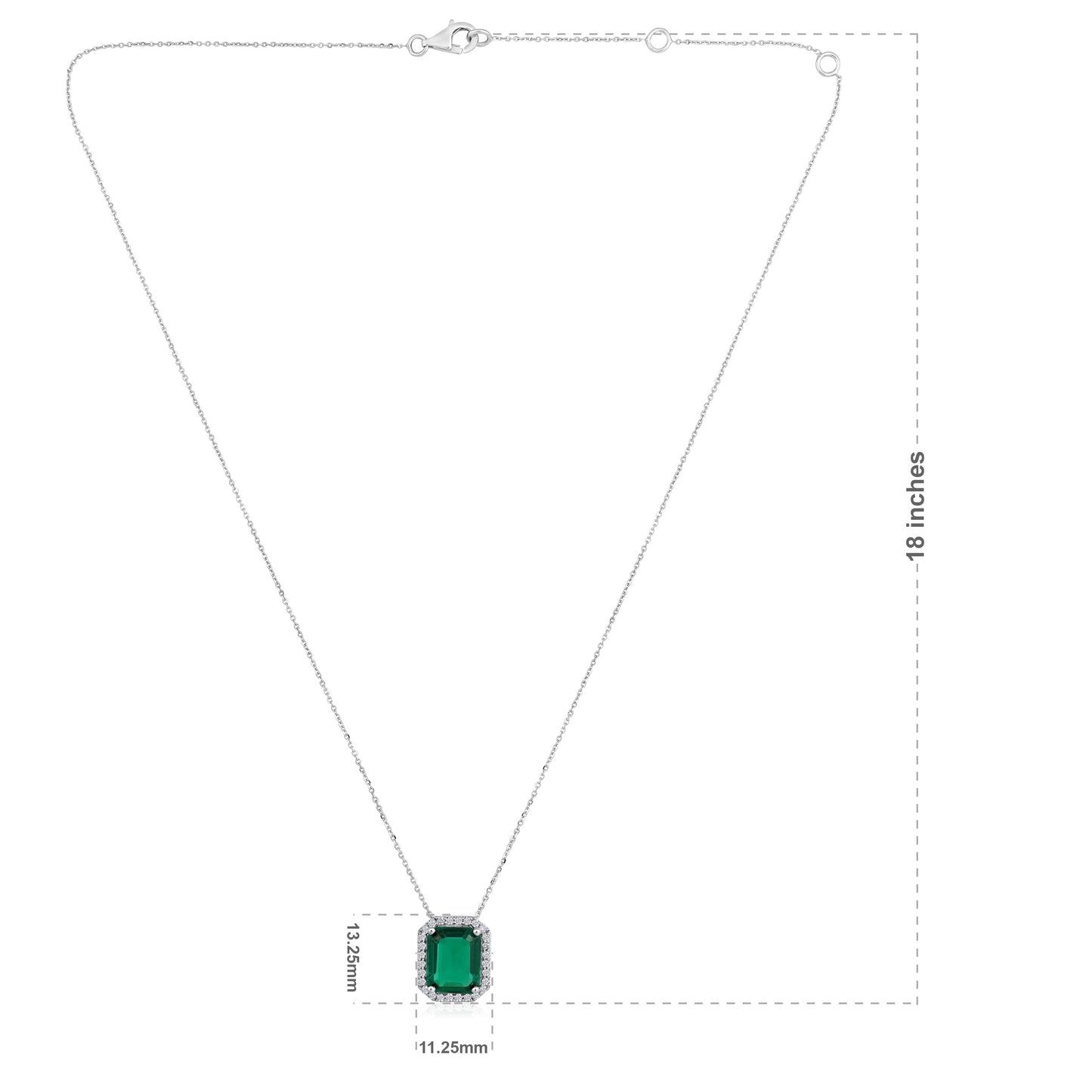 Solid Gold 3.64ct Natural Diamond w/ Emerald Necklace