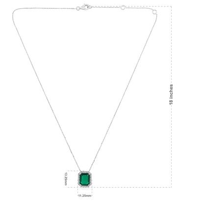 Solid Gold 3.64ct Natural Diamond w/ Emerald Necklace