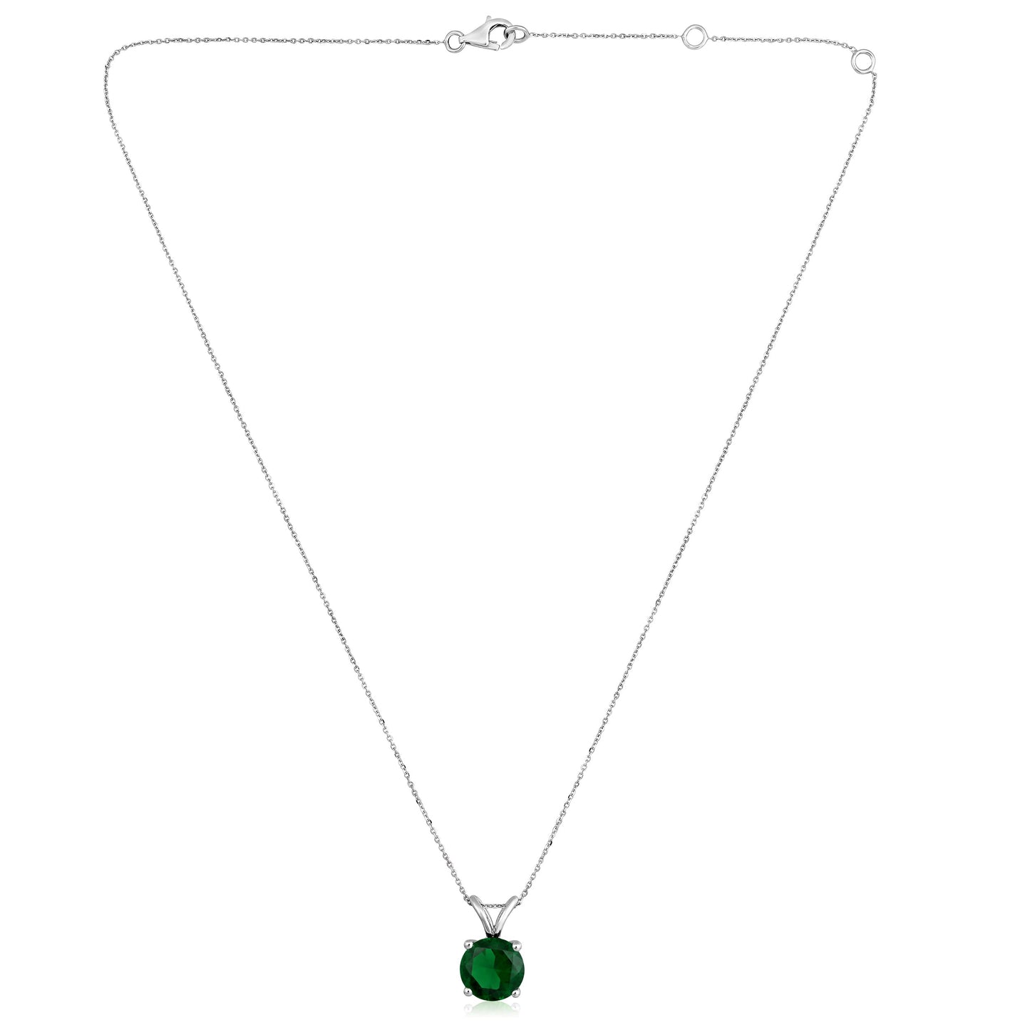 Solid Gold 2.9ct Emerald Round Solitaire Necklace