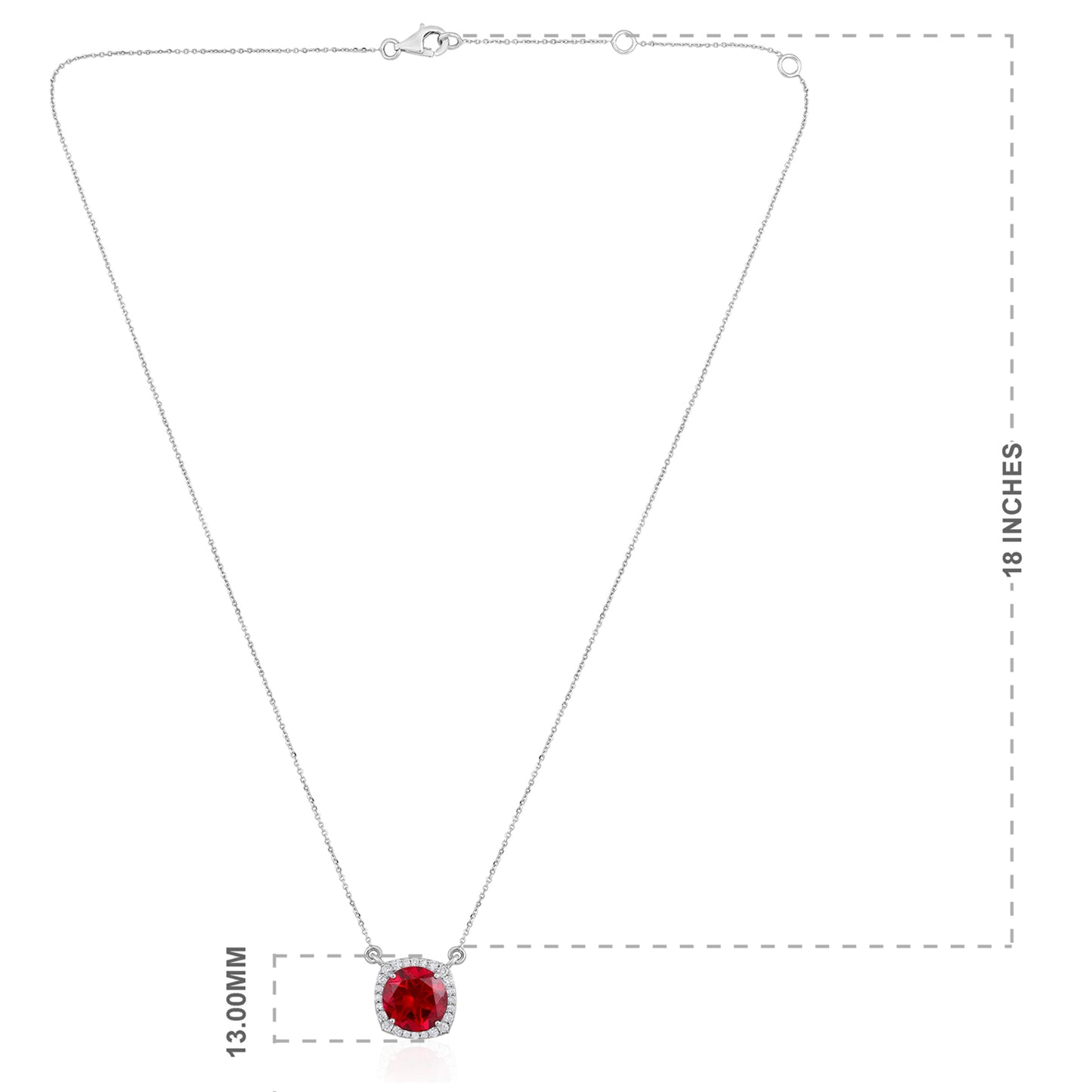 Solid Gold 5.6ct Natural Diamond w/ Ruby Round Necklace
