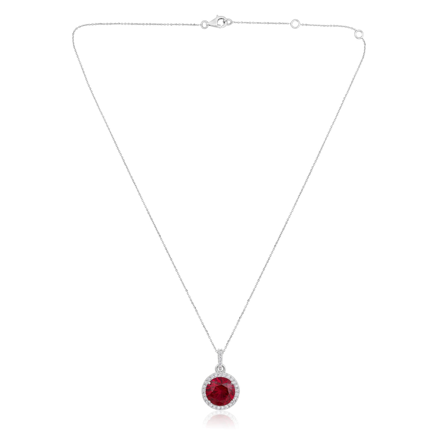 Solid Gold 5ct Natural Diamond w/ Ruby Round Necklace