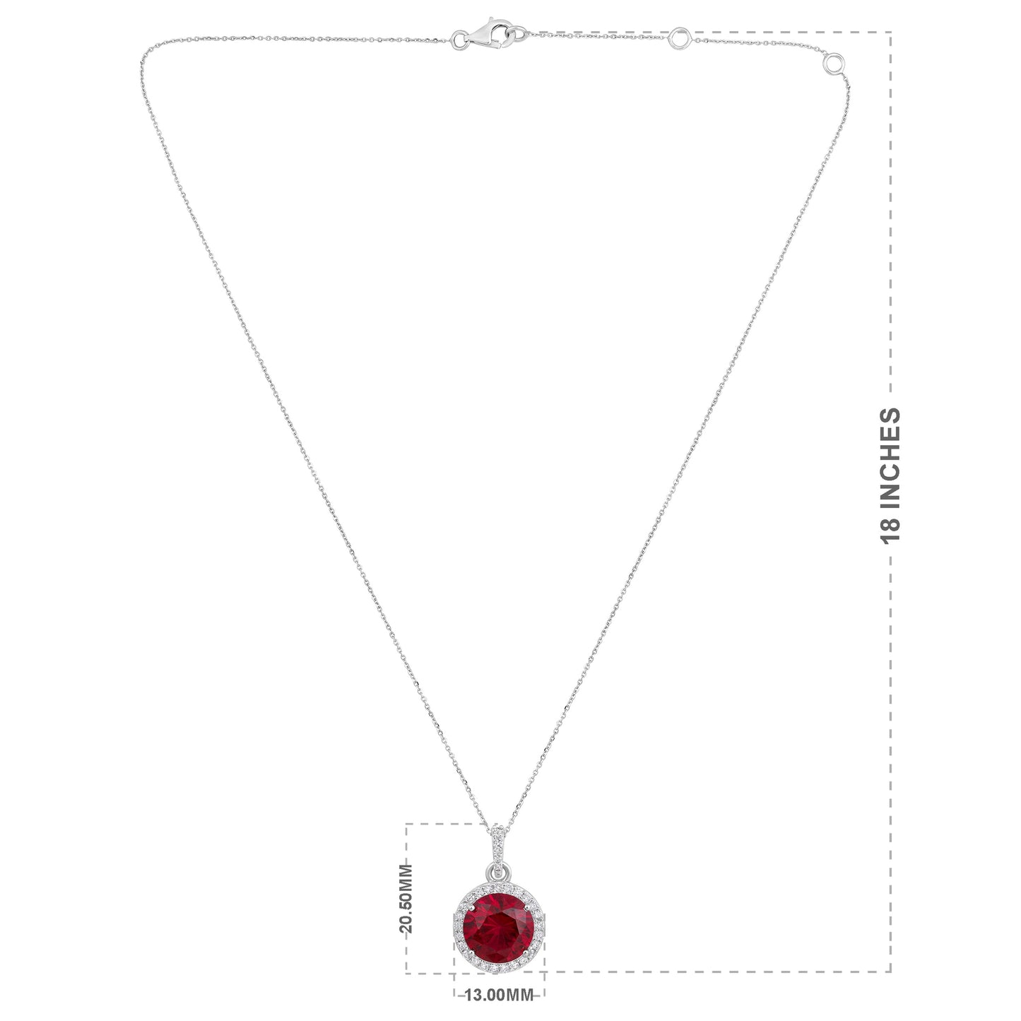 Solid Gold 5ct Natural Diamond w/ Ruby Round Necklace