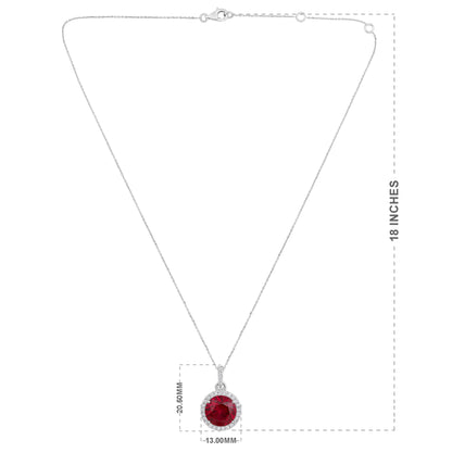Solid Gold 5ct Natural Diamond w/ Ruby Round Necklace