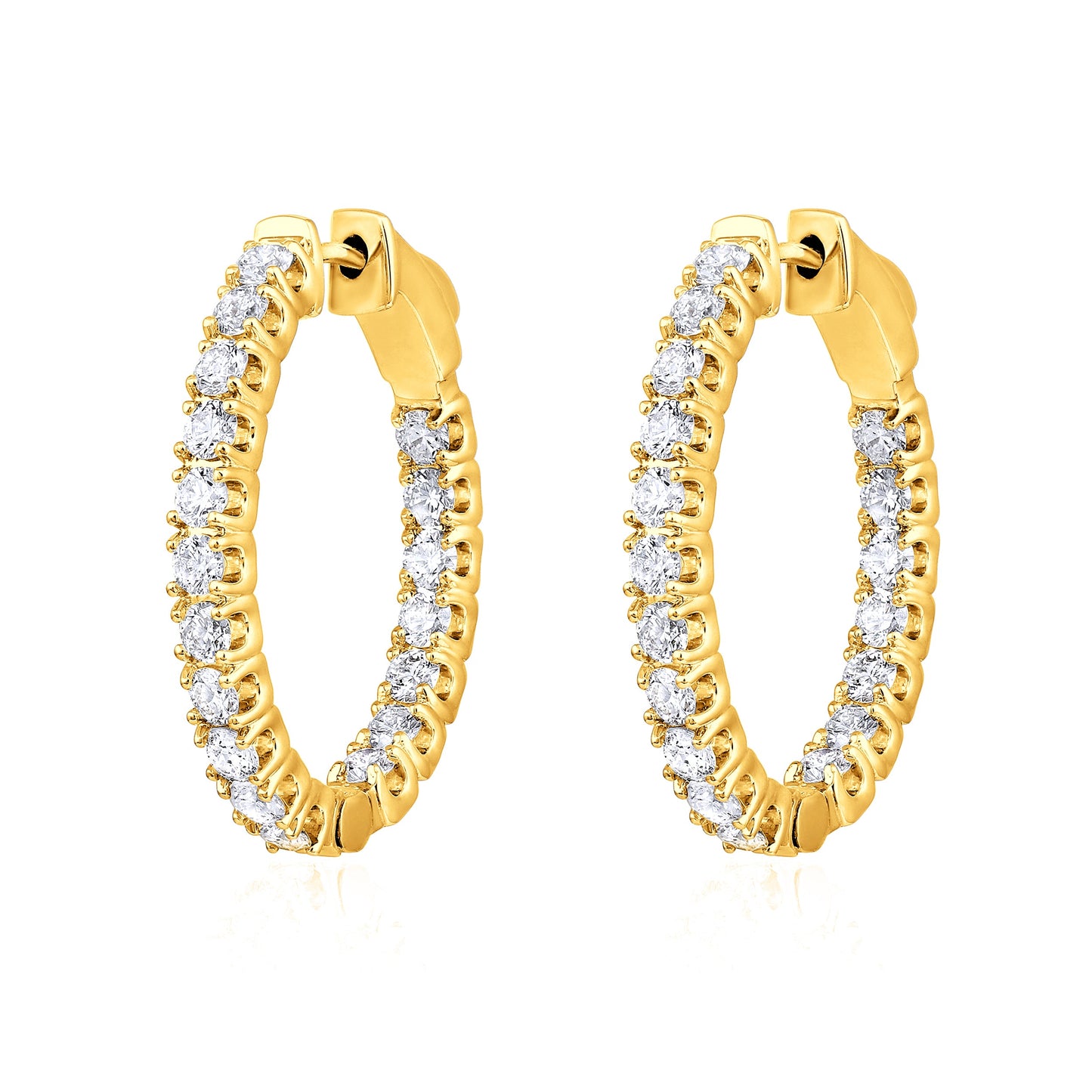Solid Gold 5.2ct Natural Diamond Inside Out Chunky Hoop Earrings
