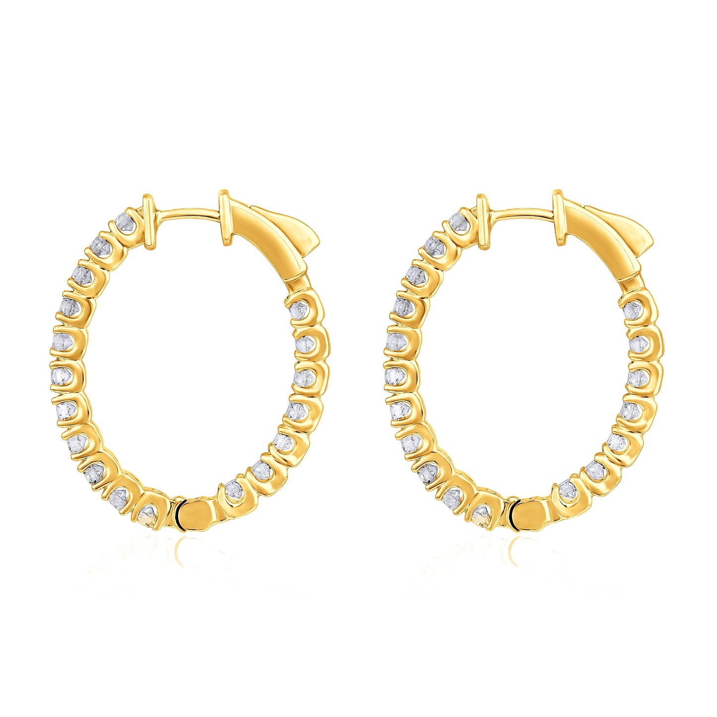 Solid Gold 5.2ct Natural Diamond Inside Out Chunky Hoop Earrings