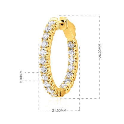 Solid Gold 5.2ct Natural Diamond Inside Out Chunky Hoop Earrings